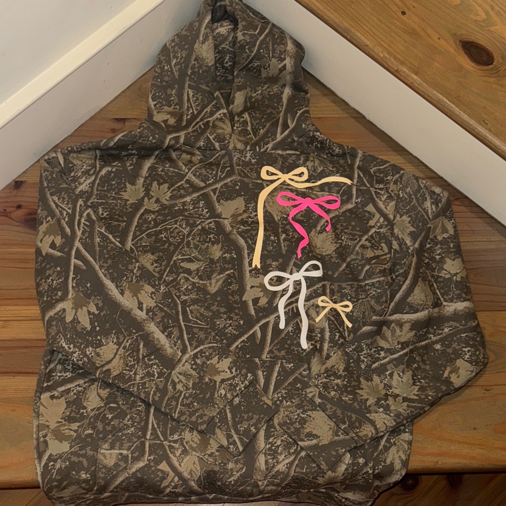 Camouflage Hoodie with Pink and White Accents
